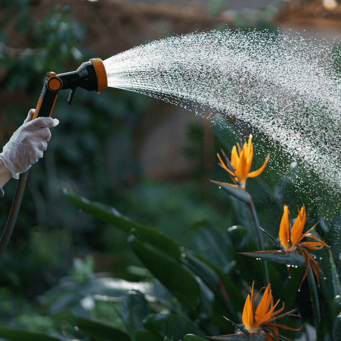 De Paradijsvogelplant (Strelitzia) water geven